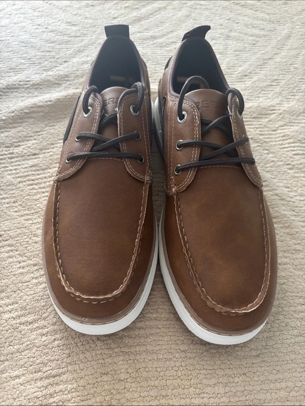 Sperry Brown Leather Men’s Boat Shoe with White Sole